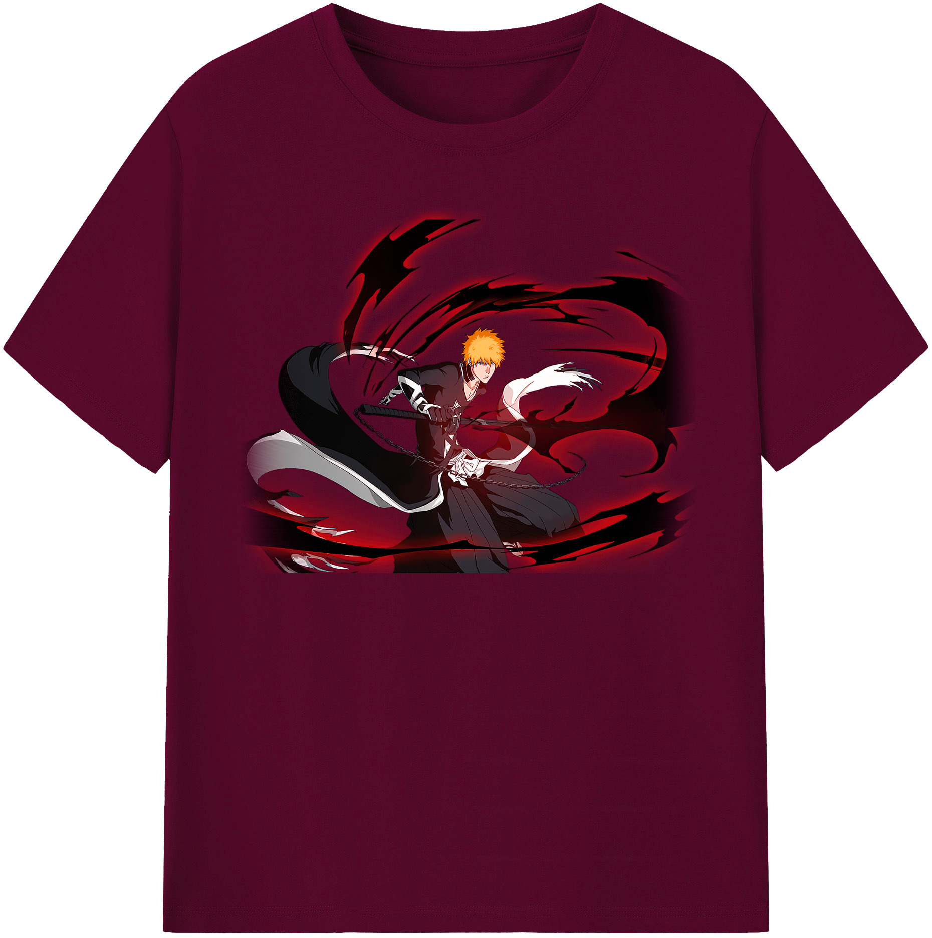 （画像用） ブリーチ 黒崎一護（くろさき いちご）BLEACH Kurosaki Ichigo レディースカジュアルプリントTシャツ（綿100％）